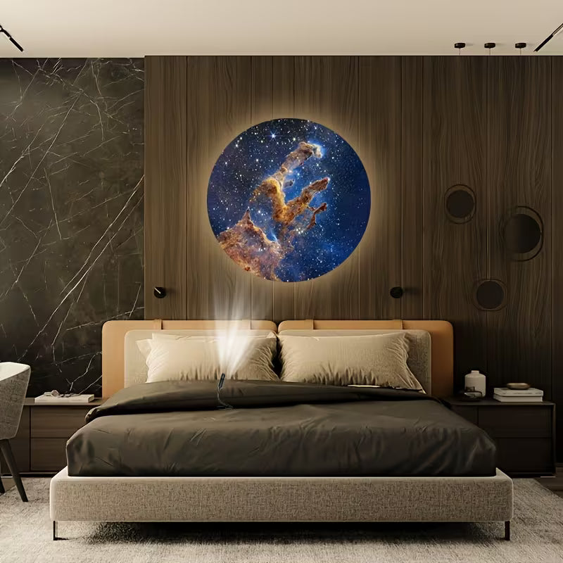 Dreamy Moon And Starry Sky Projection Lamp, Welcome Lamp, Sunset Lamp Projection, Bedroom Night Light, Internet Celebrity Background Lamp, Halloween, Christmas, New Year'S Day Holiday Projection Night Light.
