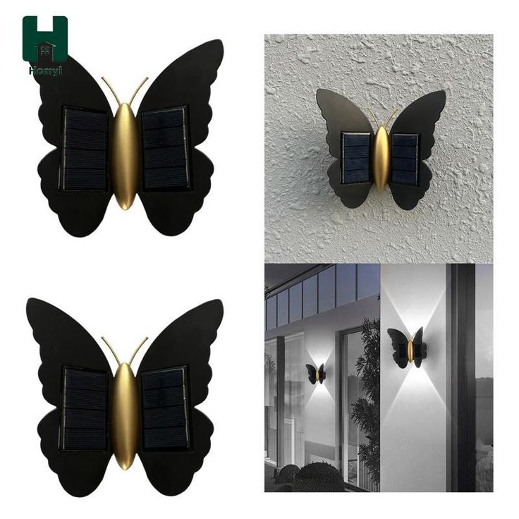Butterfly Solar Wall Light Solar Powered Wall Light Motion Sensor Outdoor Wall Lantern Outside Yard Lamp for Garden Yard Hallway