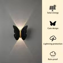 Butterfly Solar Wall Light Solar Powered Wall Light Motion Sensor Outdoor Wall Lantern Outside Yard Lamp for Garden Yard Hallway