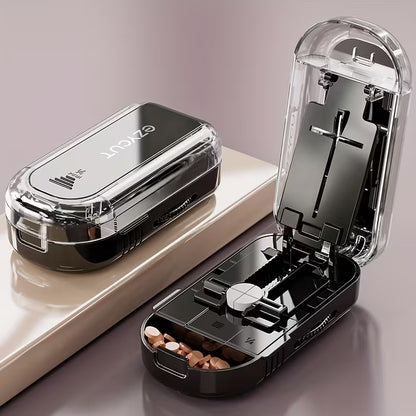 New Half-Third Particularized Pill Cutter, Adjustable Pill Cutter, Food Grade Safe Material, Non-Slip Base, Easily Cut Pills, Suitable for Traveling and Camping