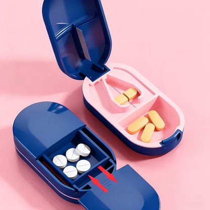 Pill Cutter Splitter Portable Pill Divider Compartment Box Tablet Divider Medicine Tool Kit